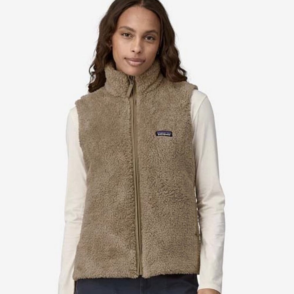 Patagonia Los Gatos Tan Sherpa Fleece Full Zip Vest Womens XS